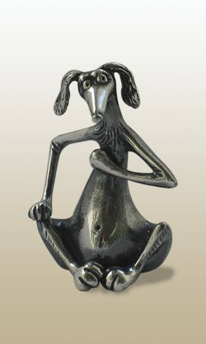 Серебряная статуэтка (фигурка) Собачка сидит