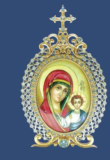 Серебряная икона «Божия Матерь Казанская»