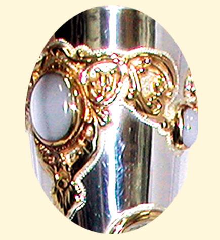 Серебряный свадебный набор Лебединая верность с подносом