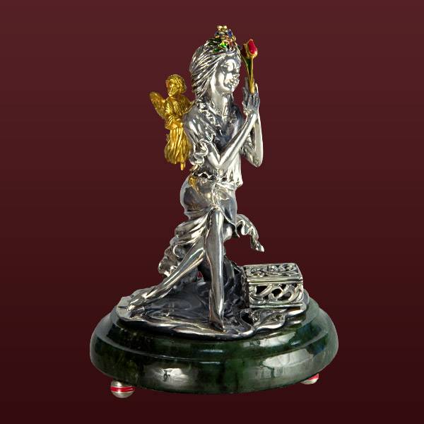 Серебряная скульптура Ангел-хранитель(снято с производства)