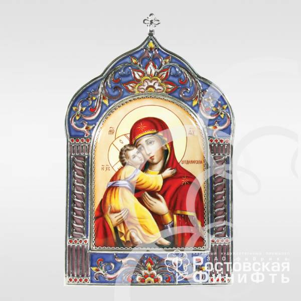 Серебряная икона Богоматерь Владимирская (на ножке)
