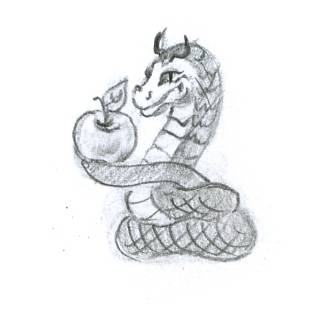 Серебряная статуэтка Змея с яблоком2(снято с производства)