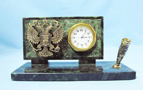 Бронзовые часы универсальные Российский герб