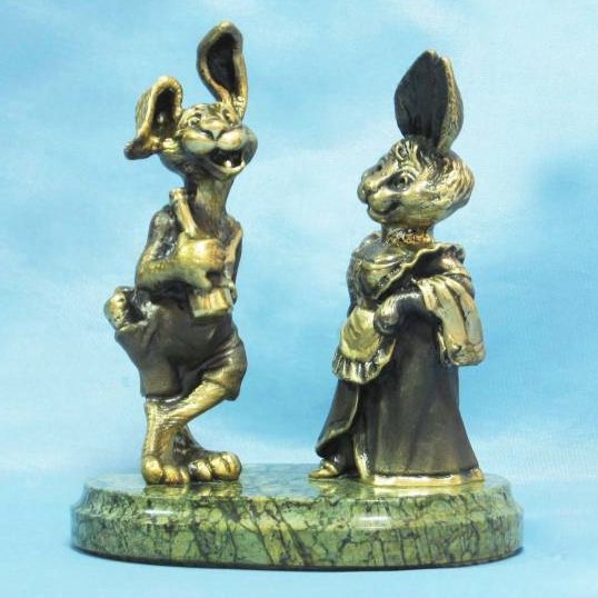 Бронзовая статуэтка Кролики Семейный