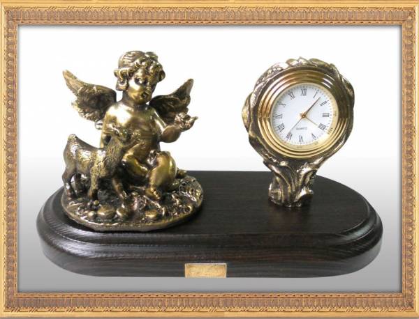 Бронзовые часы Ангел с козленком (Подарок на год Козы)Фото 12270-02.jpg