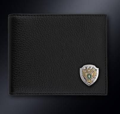 Черное кожаное портмоне с серебряной эмблемой Прокуратура РФ