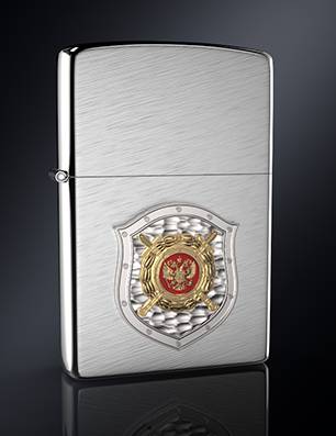 Зажигалка с серебряной эмблемой МВД РФ