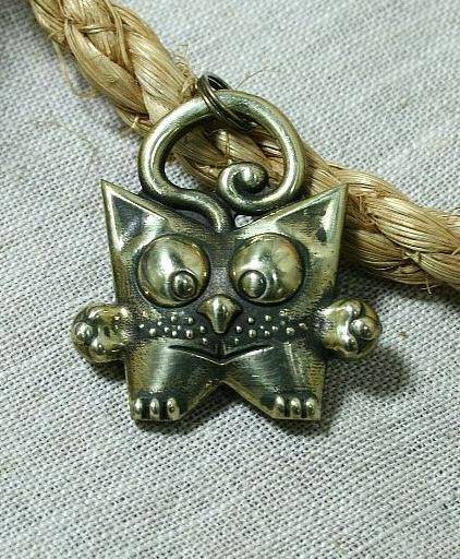 Бронзовая подвеска Кот соваФото 12687-03.jpg