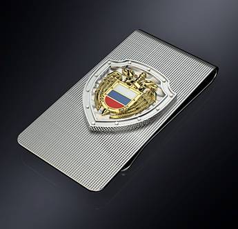 Зажим для денег ФСО РФ с серебряной накладкой
