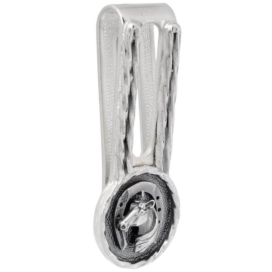 Серебряный зажим для денег Лошадь (Подарок на Год Лошади)Фото 12974-02.jpg