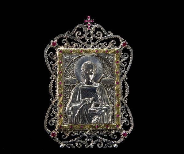 Серебряная икона СВ.Великомученик Пантелеймон