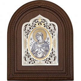 Серебряная икона Пресвятая Богородица Семистрельная