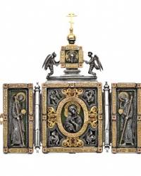 Серебряный позолоченный складень Владимирская икона Божьей Матери(снято с проиводства)