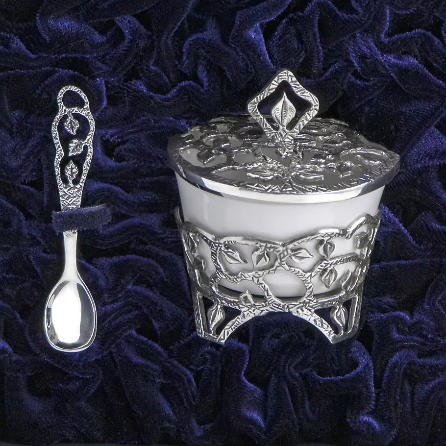 Серебряная солонка Листопад № 2 с чернениемФото 14808-03.jpg