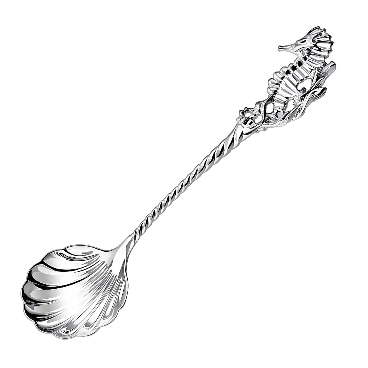Серебряная ложка для икры (мороженого) Морской конек