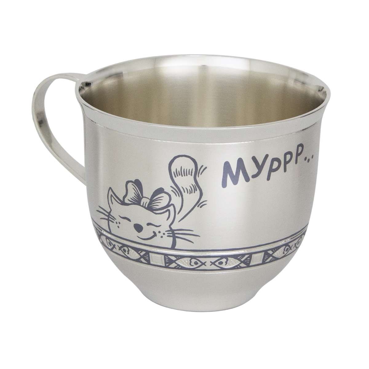 Серебряная детская чашка Мурлыка