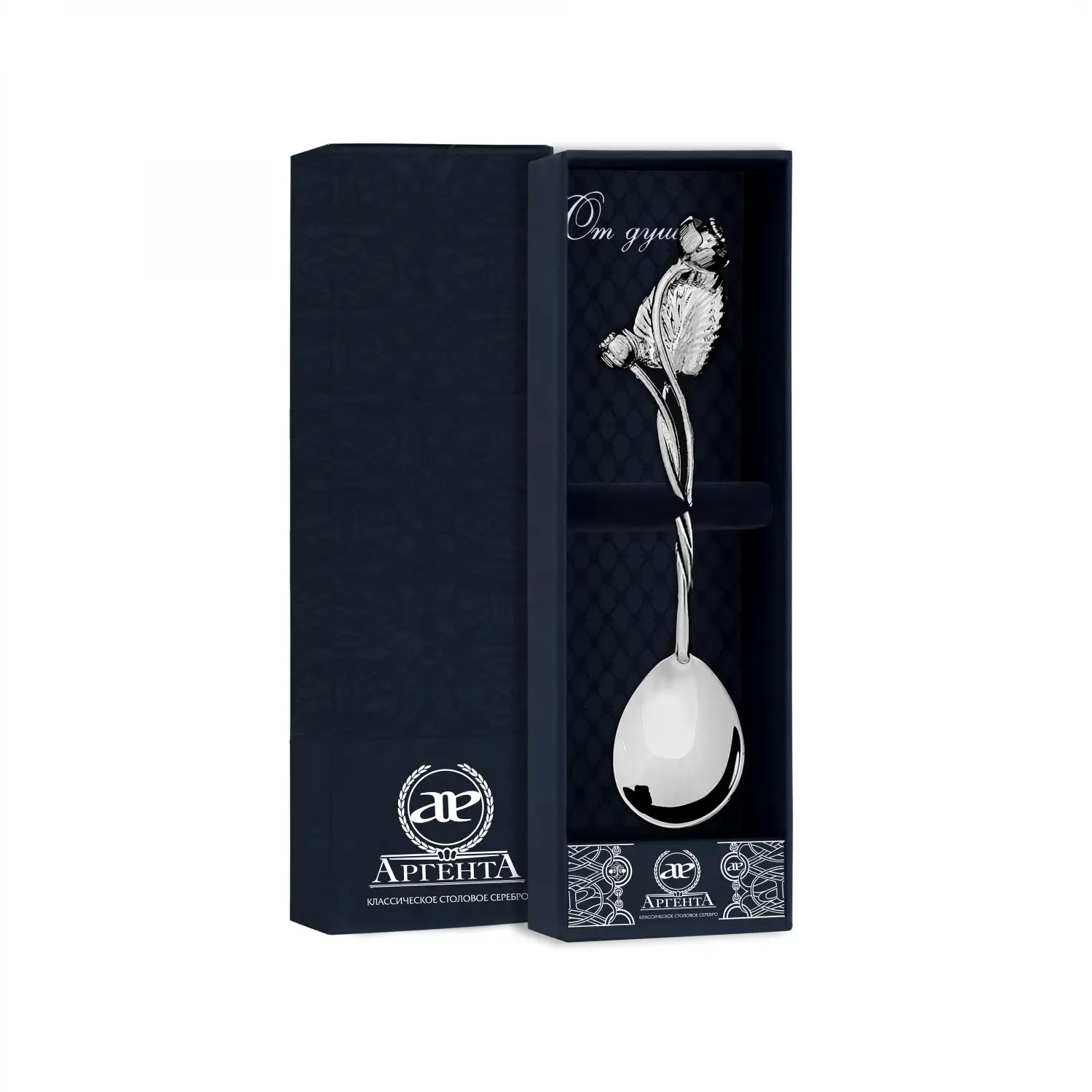 Серебряная чайная ложка Кувшинка (серия цветы России)Фото 153-02.jpg