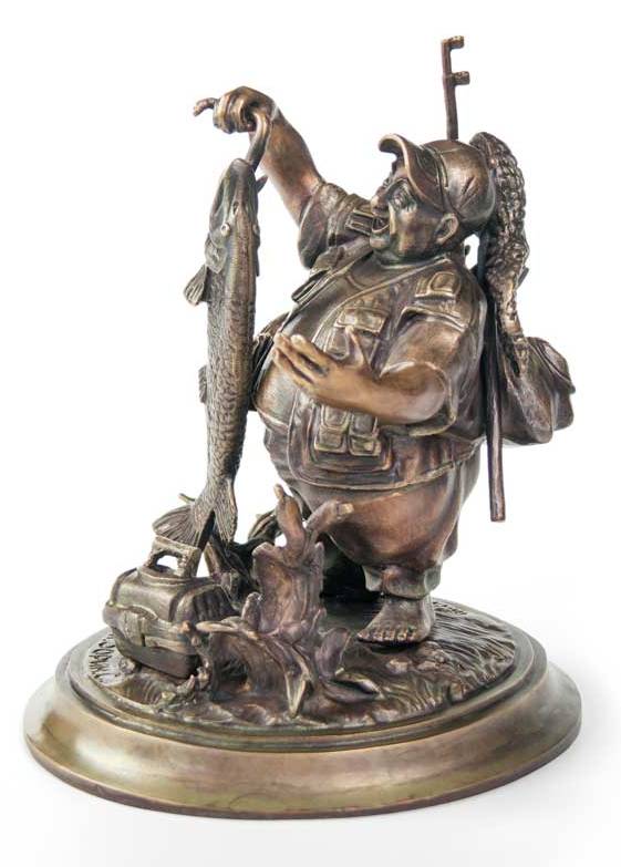 Бронзовая скульптурная композиция Рыбак на щуку