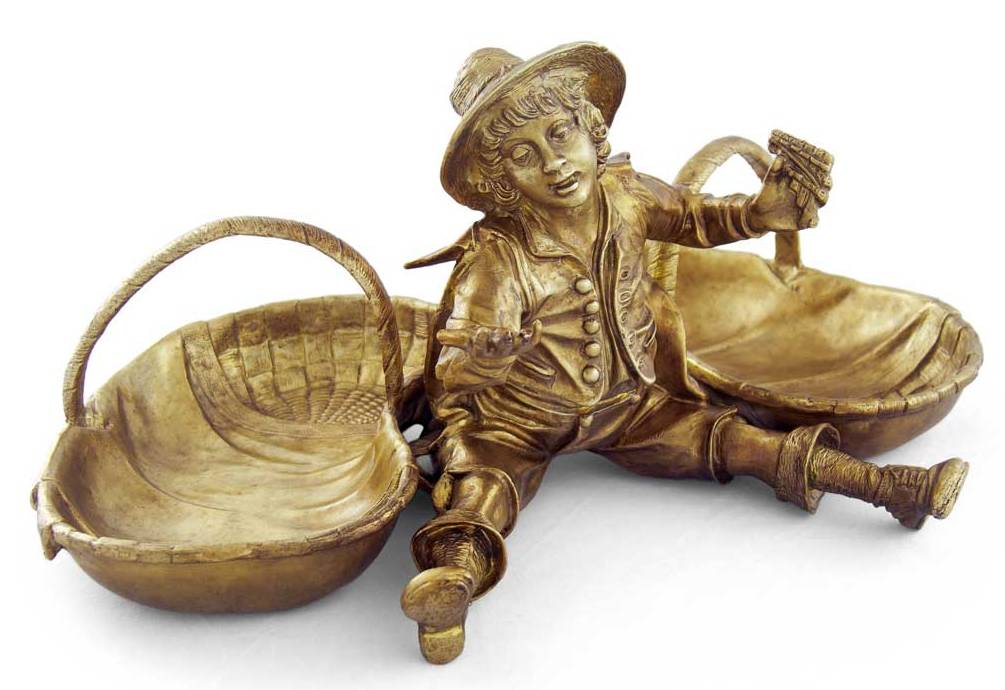 Бронзовая скульптура-ваза Мальчик с корзинами
