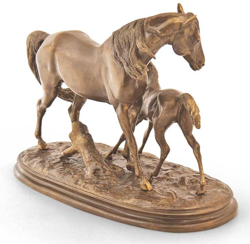 Бронзовая скульптура Лошадь с жеребёнком