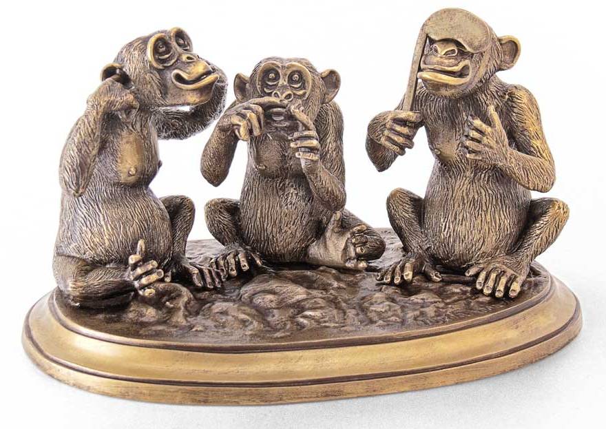 Бронзовая скульптурная композиция Три мудрых обезьяныФото 15384-01.jpg