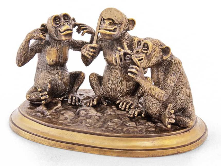 Бронзовая скульптурная композиция Три мудрых обезьяныФото 15384-02.jpg