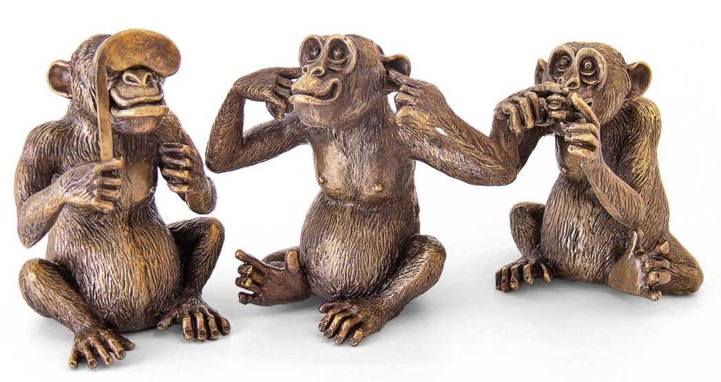 Бронзовая скульптурная композиция Три мудрых обезьяны