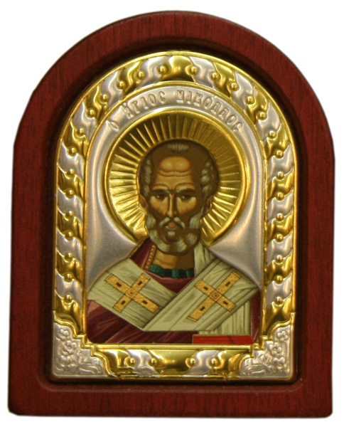 Посеребренная икона Святой Николай маленькая
