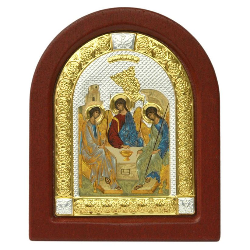 Посеребренная икона Святая Троица малая