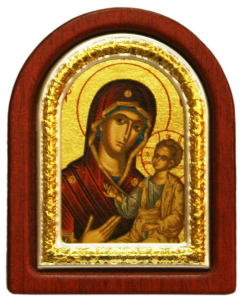 Посеребренная икона Божья мать Одигитрия маленькая