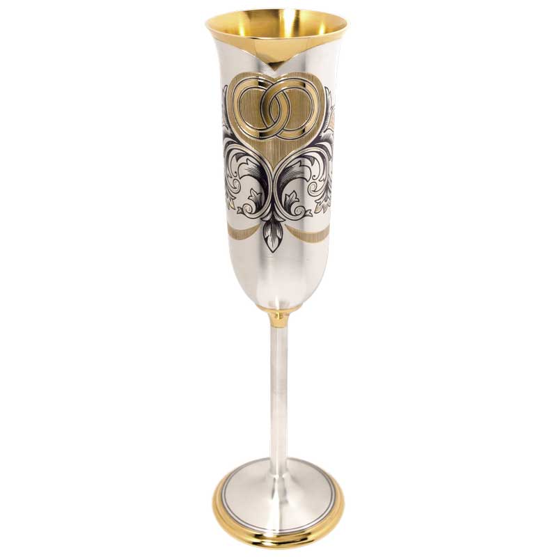Серебряный свадебный бокал для шампанского