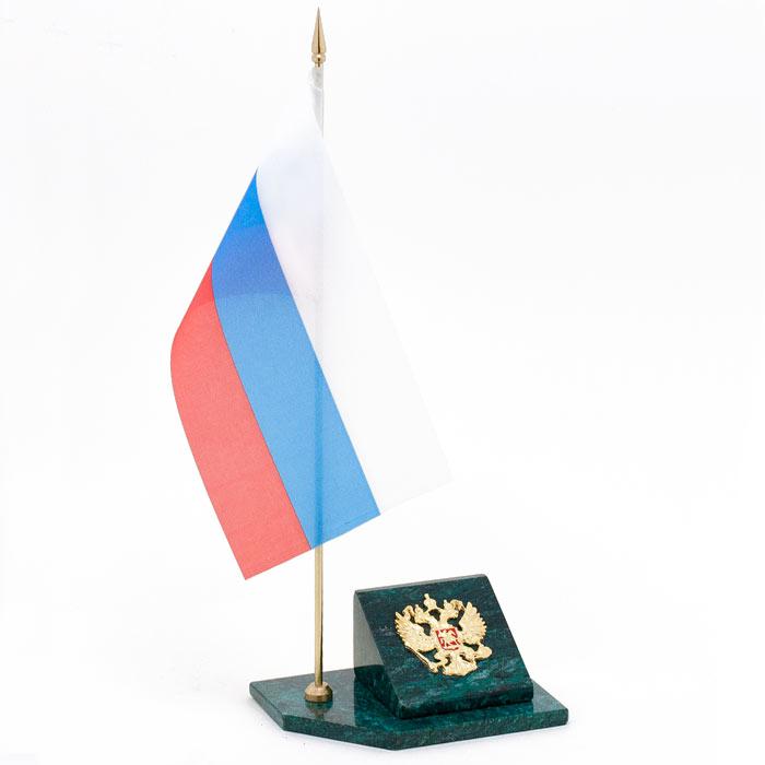 Флагшток с гербом России камень змеевик