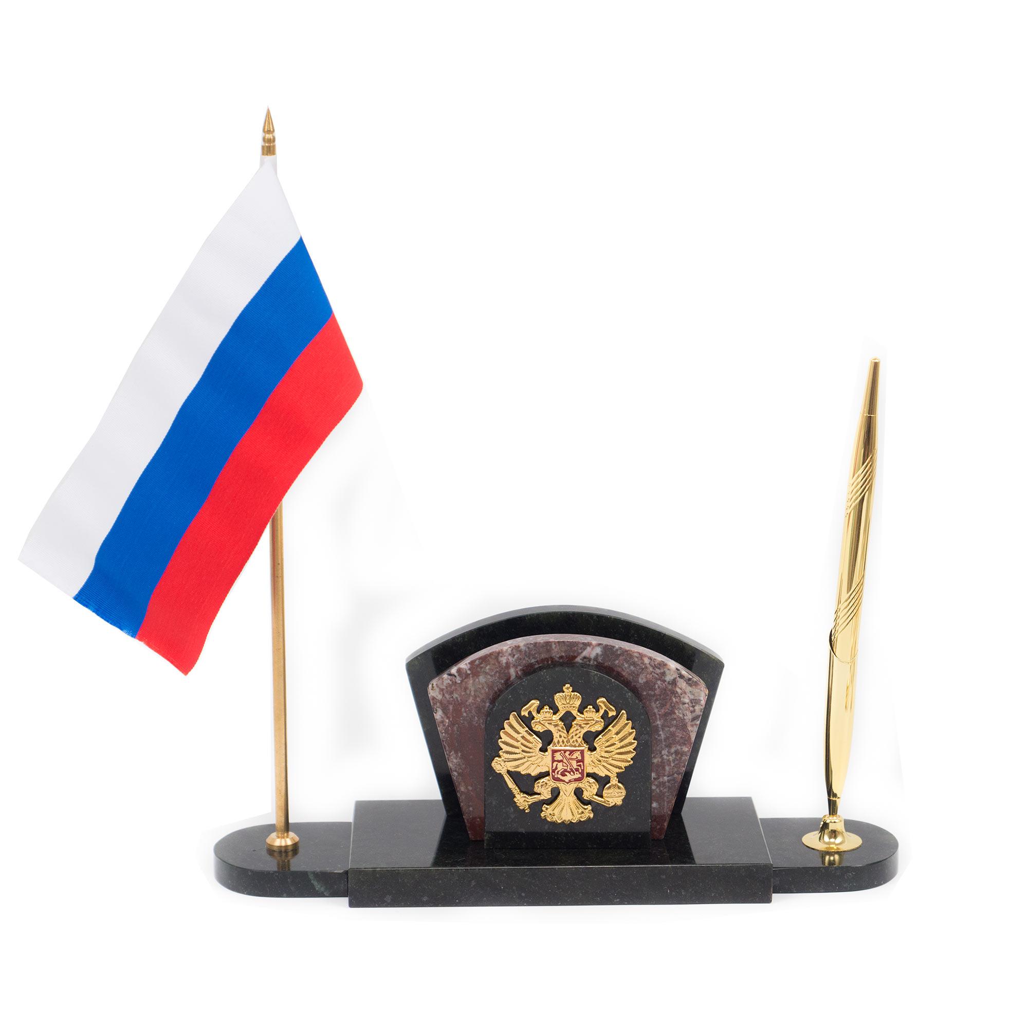 Мини-набор с флагом и гербом России креноид змеевик