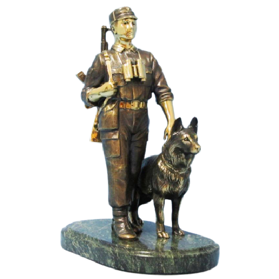 Бронзовая статуэтка Пограничник с собакой