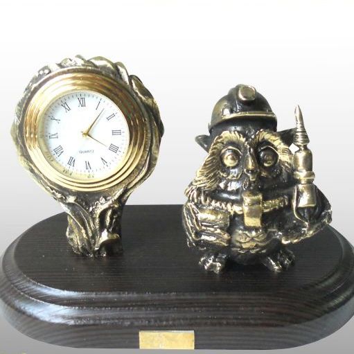 Бронзовые часы Сова шахтер