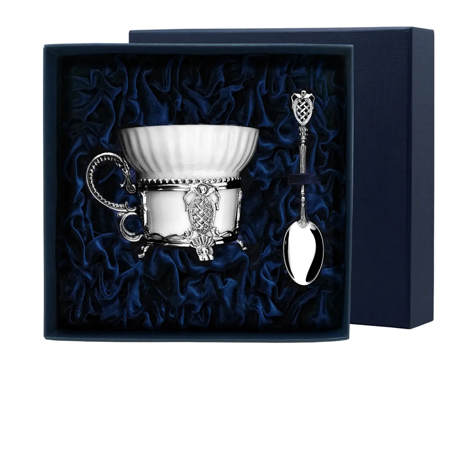 Серебряный набор чайная чашка Меценат с ложкой
