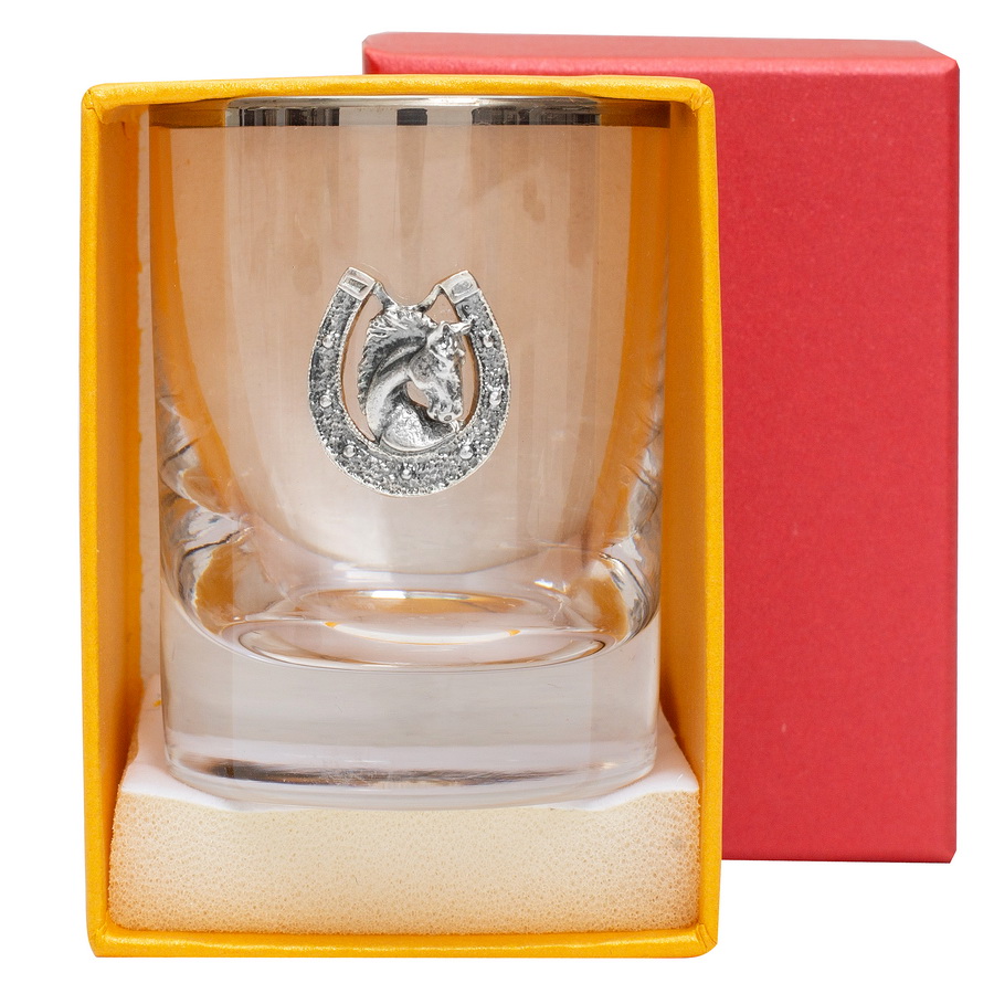 Стопка Подкова с лошадью с серебряной накладкой (Подарок на Год Лошади)Фото 19772-02.jpg