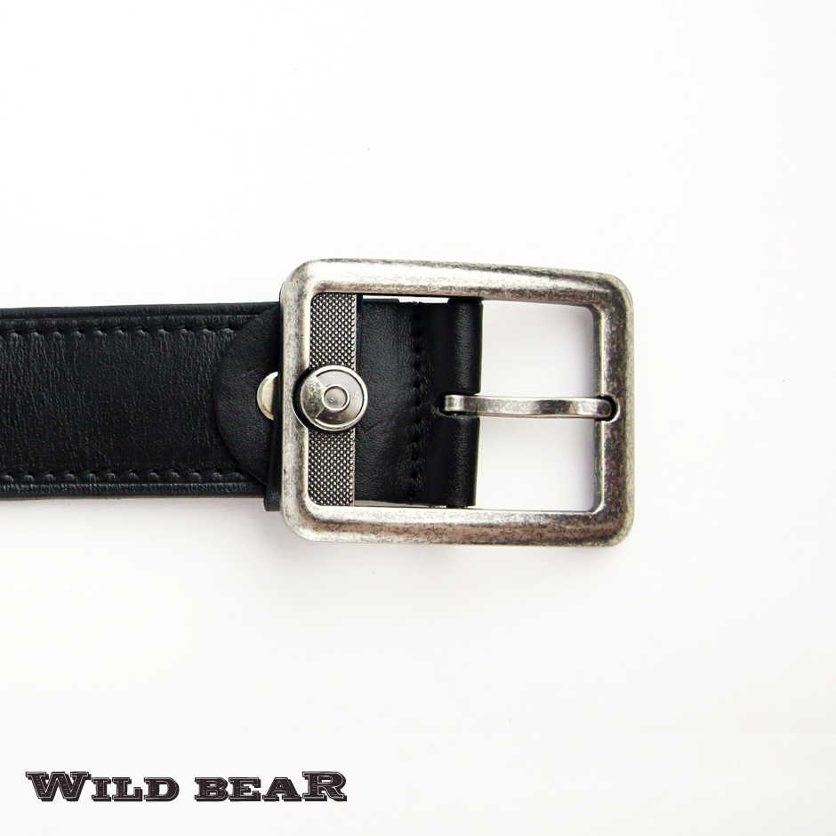 Классический черный кожаный ремень WILD BEARФото 20075-03.jpg