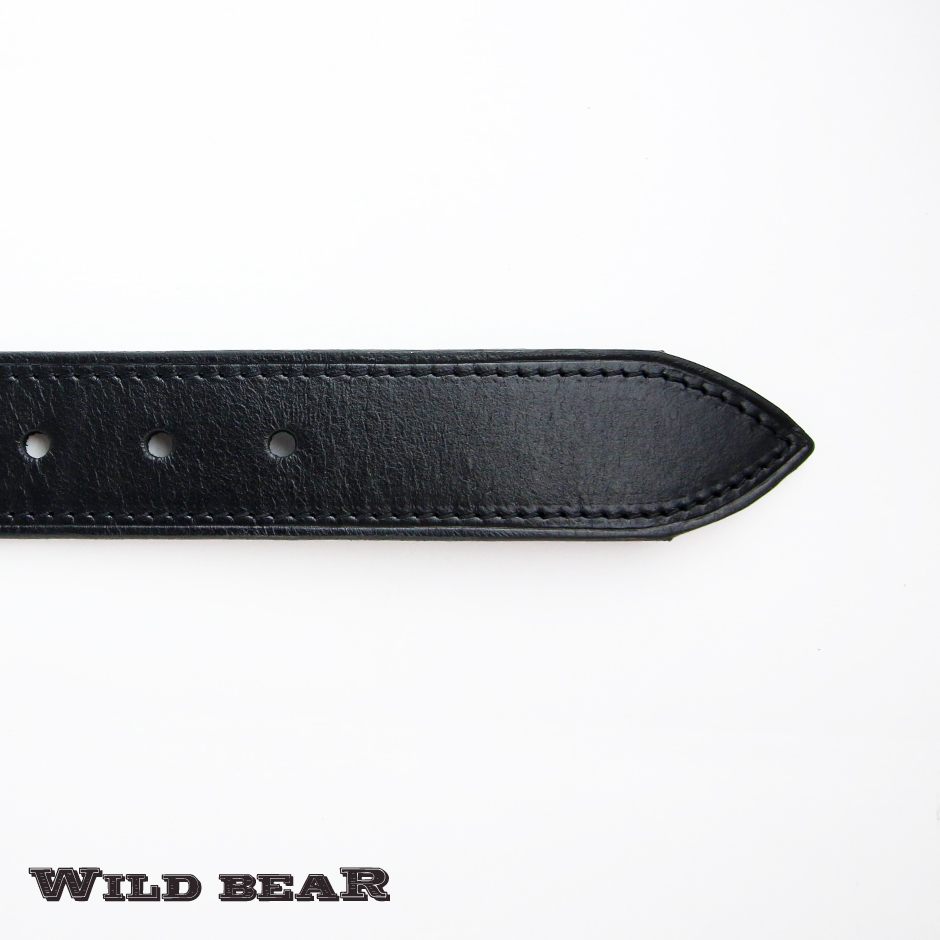 Классический черный кожаный ремень WILD BEARФото 20075-04.jpg
