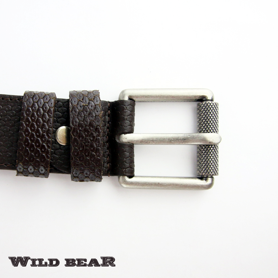 Коричневый кожаный ремень WILD BEAR.