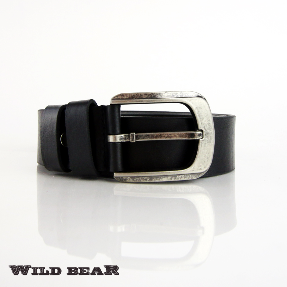 Классический черный кожаный ремень WILD BEARФото 20080-02.jpg