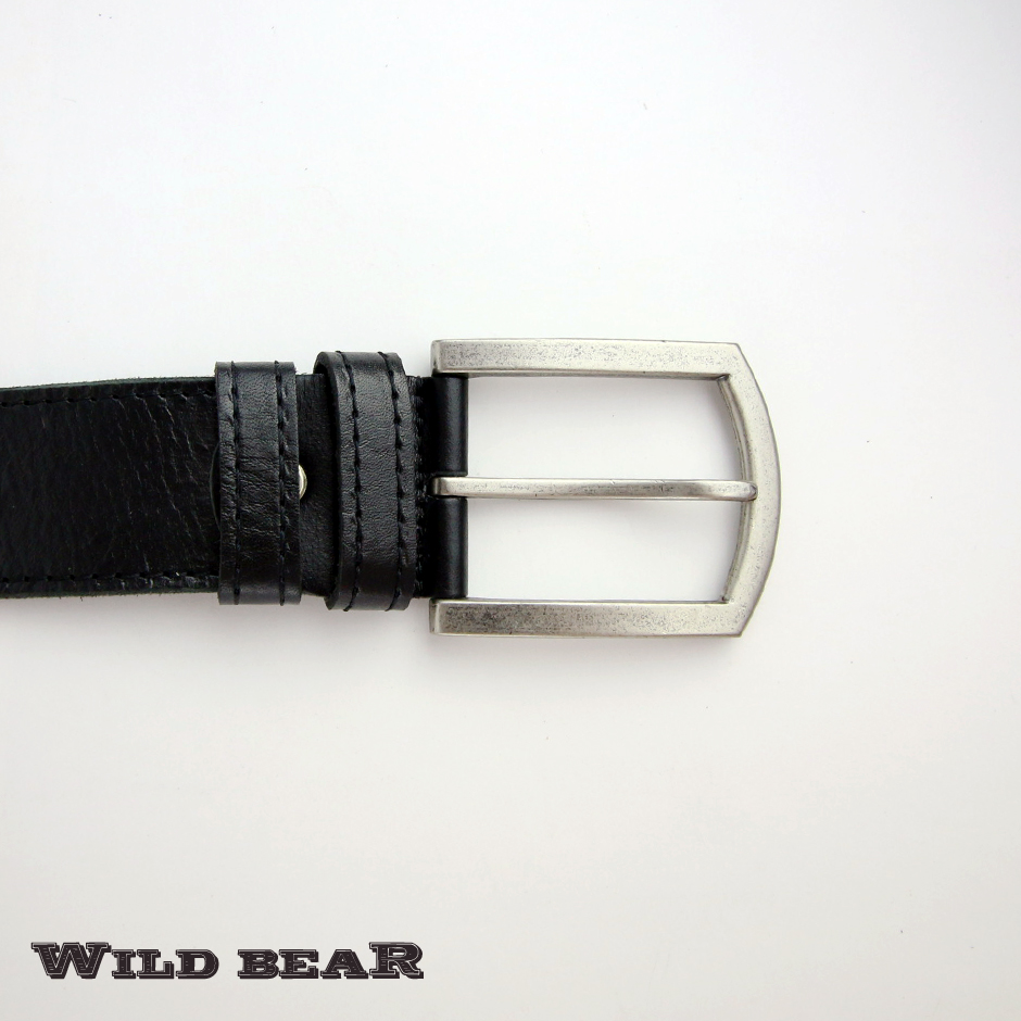 Классический черный кожаный ремень WILD BEARФото 20084-04.jpg
