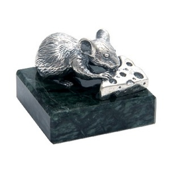 Серебряная статуэтка Крыса с сыром