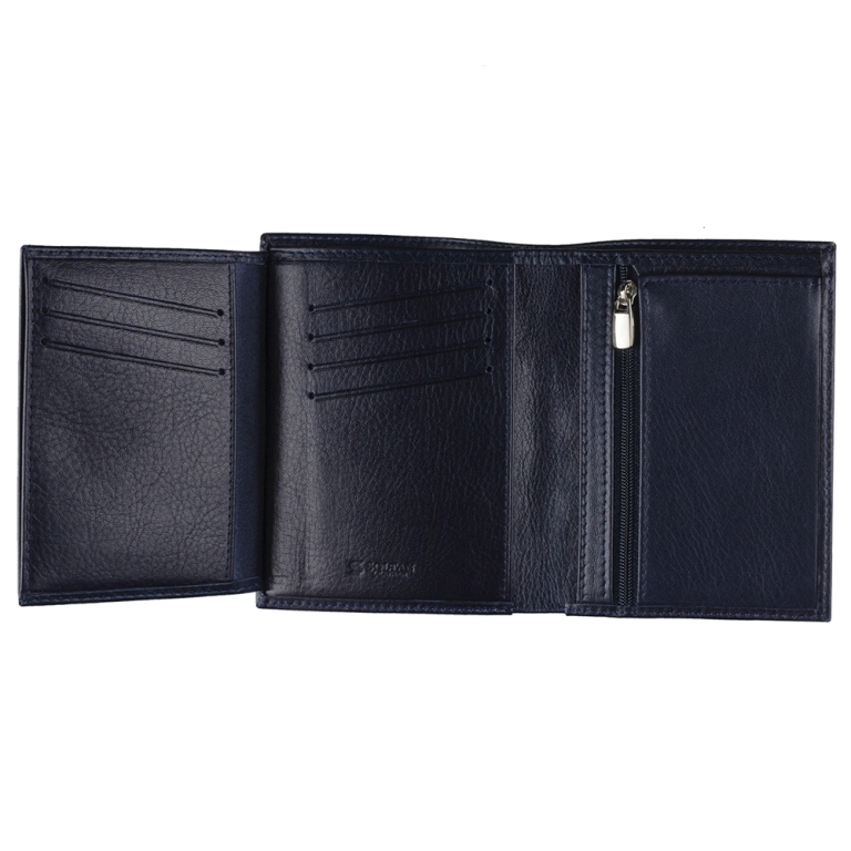 Синее кожаное портмоне с отделением для паспорта и автодокументов SOLTAN 210 23 07