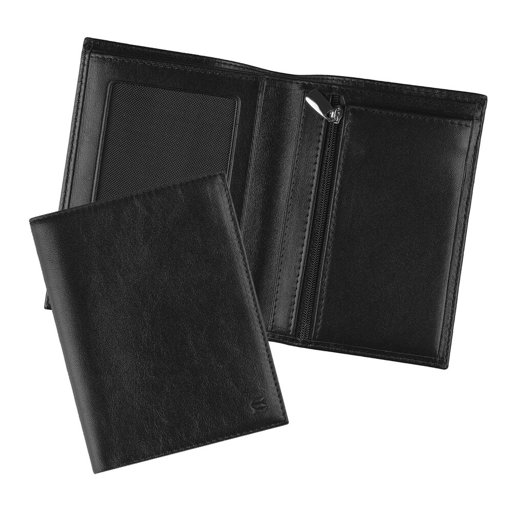 Черное кожаное портмоне с отделением для паспорта и автодокументы SOLTAN 210 21 01