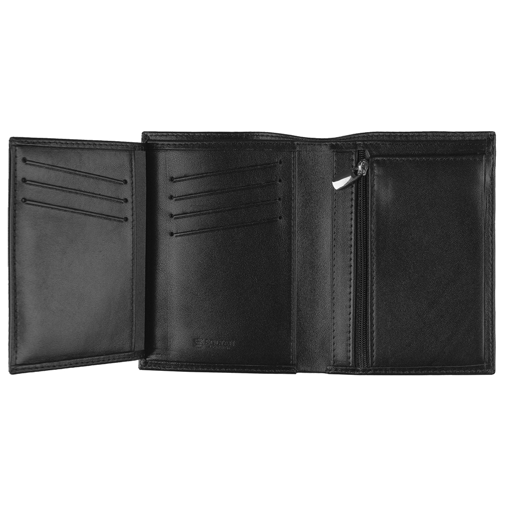 Черное кожаное портмоне с отделением для паспорта и автодокументы SOLTAN 210 21 01
