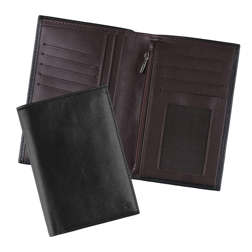 Черное кожаное портмоне с отделением для паспорта и автодокументов SOLTAN 242 21 01/09Фото 20338-01.jpg