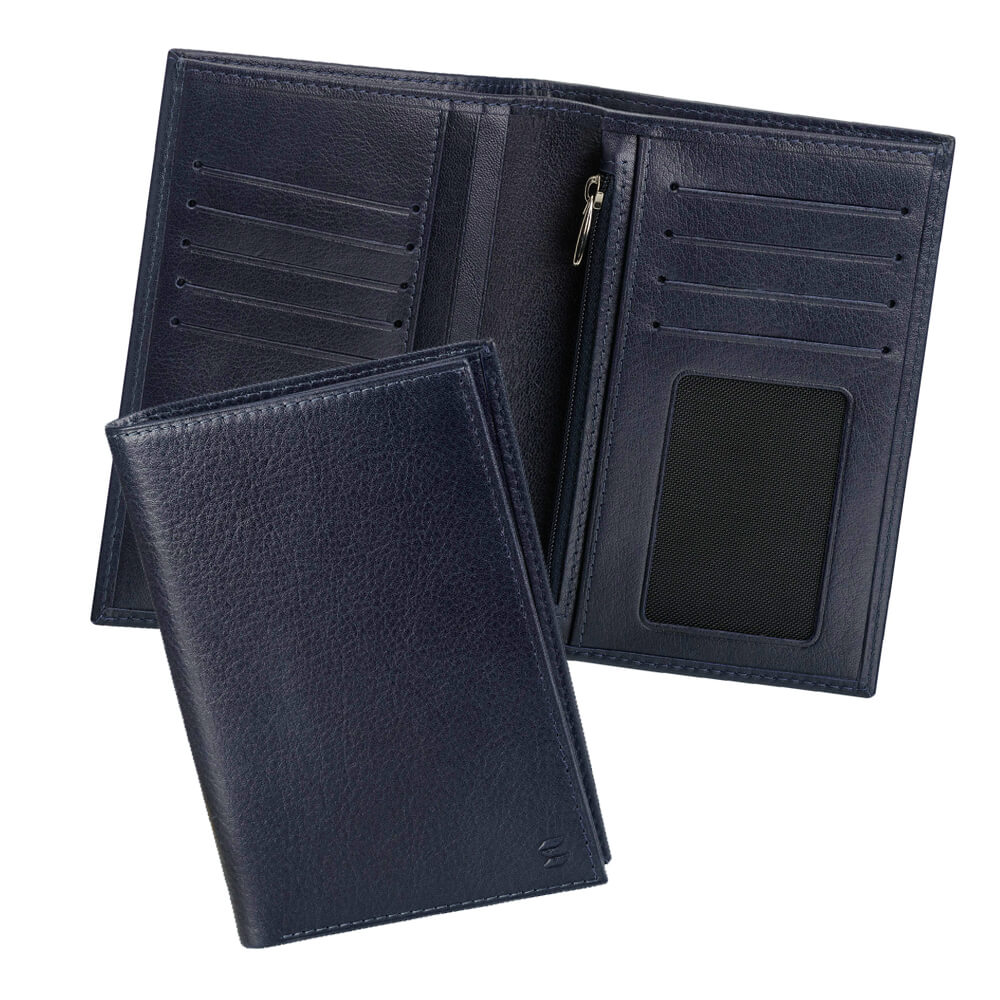 Синее кожаное портмоне с отделением для паспорта и автодокументов SOLTAN 242 23 07Фото 20340-01.jpg