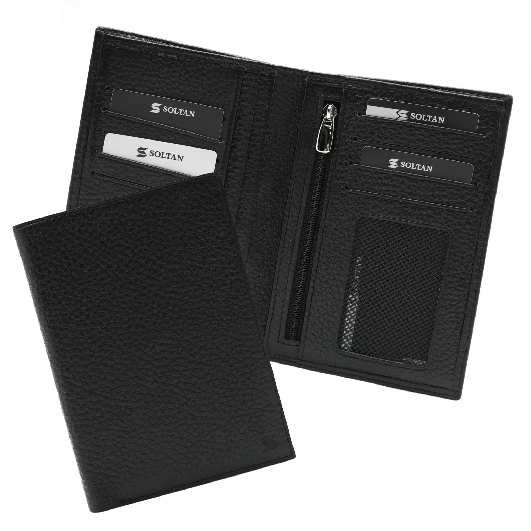 Черное кожаное портмоне с отделением для паспорта и автодокументов SOLTAN 241 03 01Фото 20341-01.jpg
