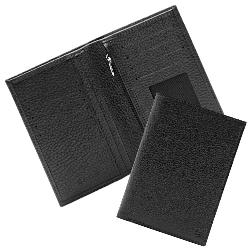 Черное кожаное портмоне с отделением для паспорта и атодокументов SOLTAN 242 03 01